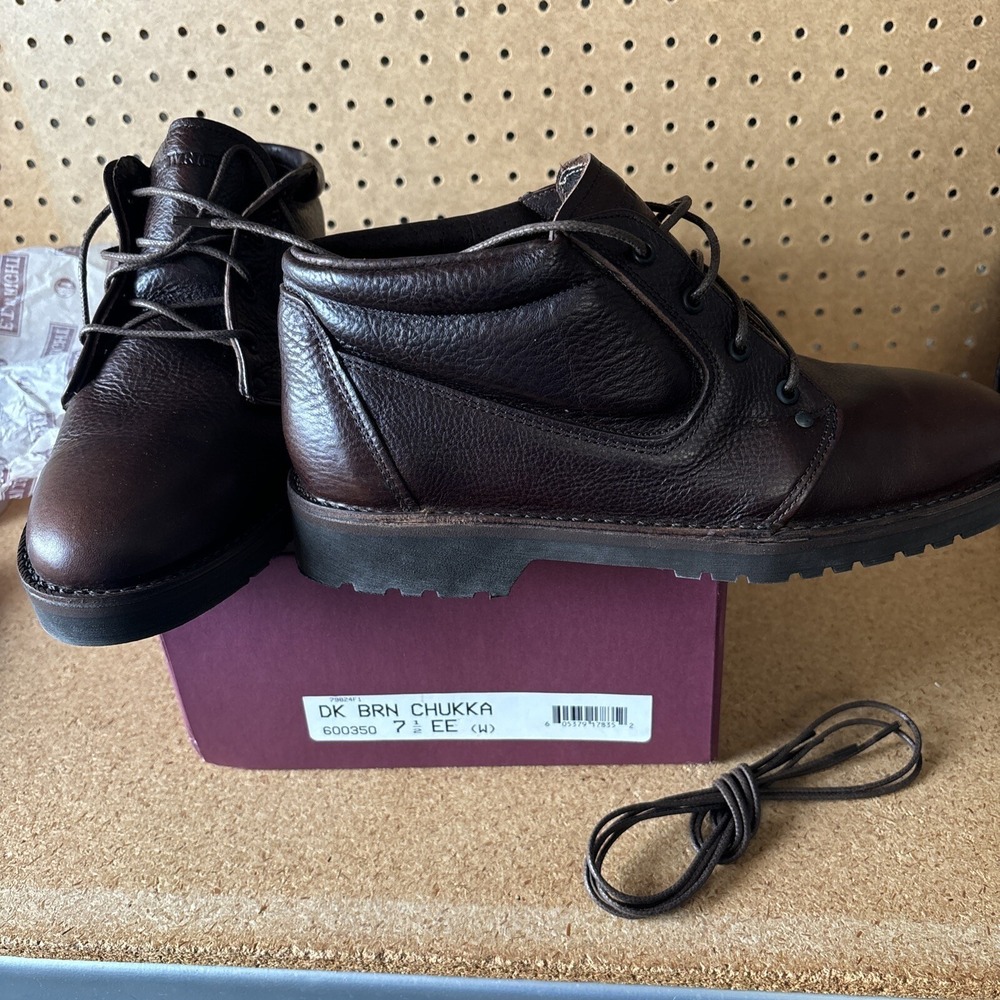 ET Wright Chukka Ankle Boot Dark Brown Leather Arch Preserver Men's 7.5 EE USA